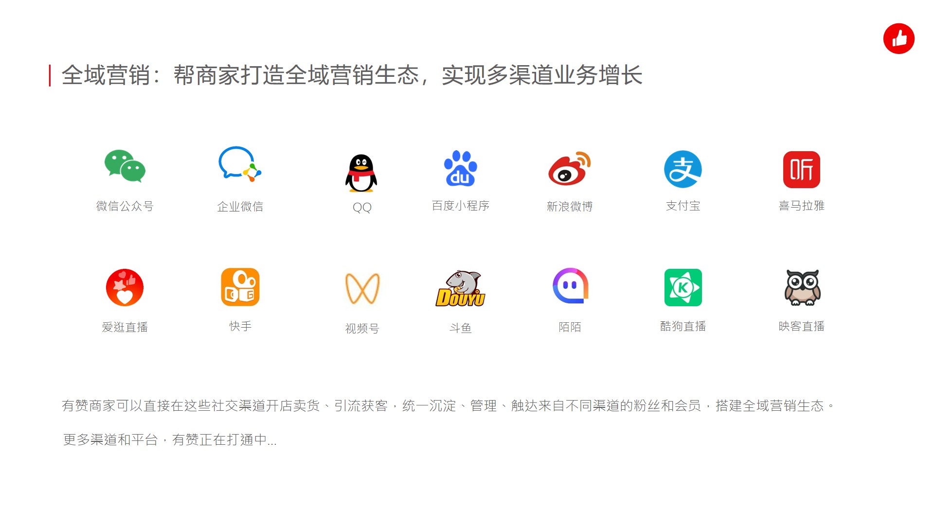 有赞的功能截图