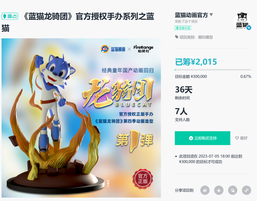 眾籌1個月，賣出7個手辦，粉絲拋棄《藍貓》了嗎？