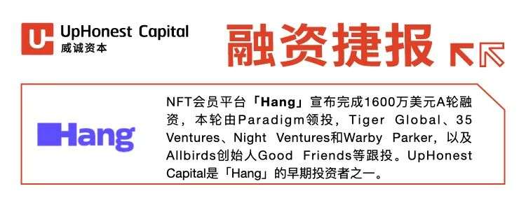 NFT会员平台Hang获Paradigm领投1600万美元A轮融资