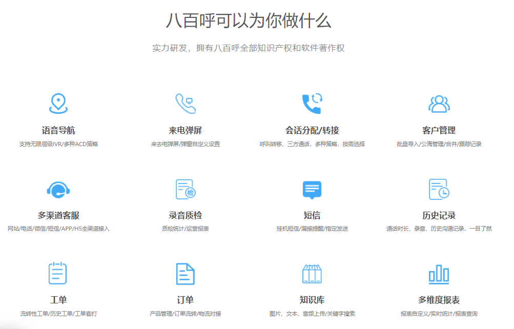八百呼的功能截图