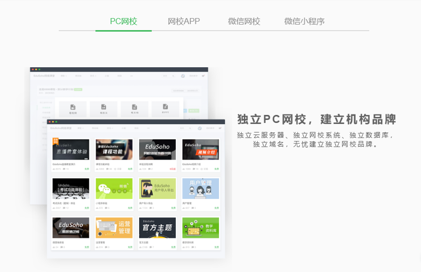 EduSoho教培系统的功能截图