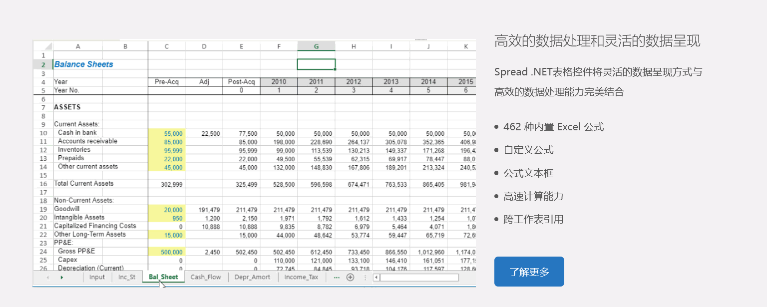 Spread .NET的功能截图