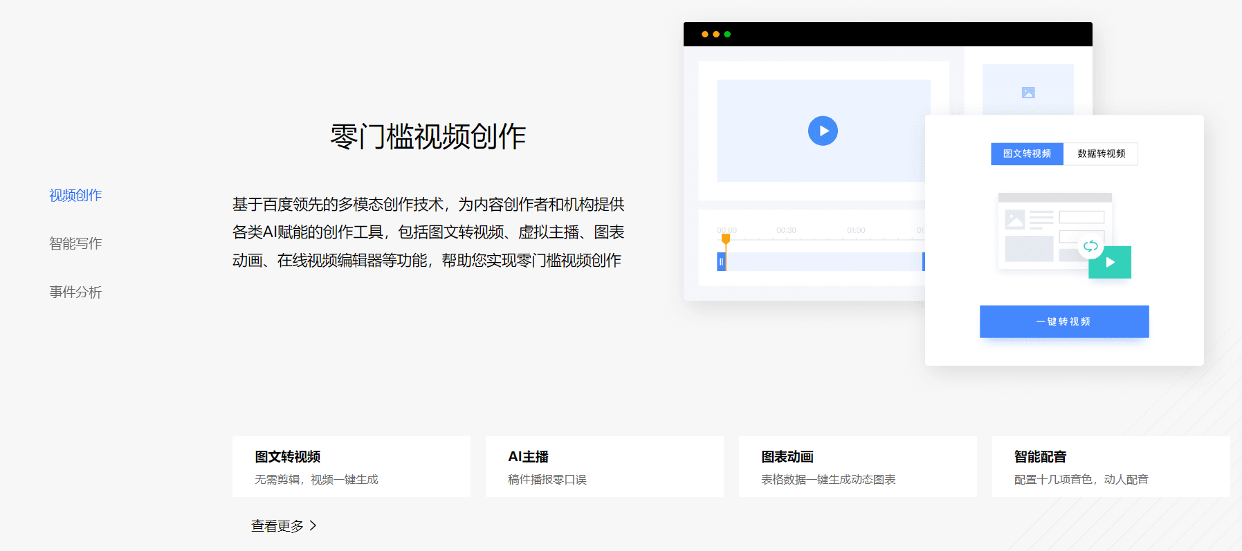百度智能创作平台的功能截图