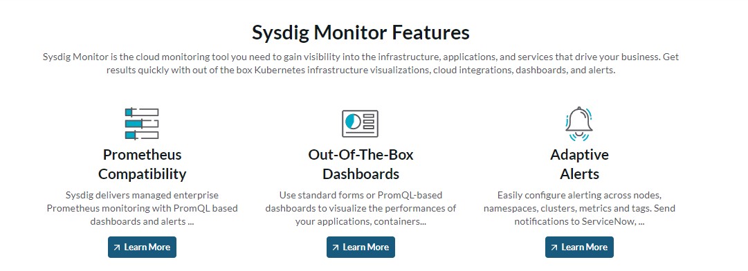 Sysdig Monitor的功能截图