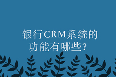 银行CRM系统的功能有哪些？