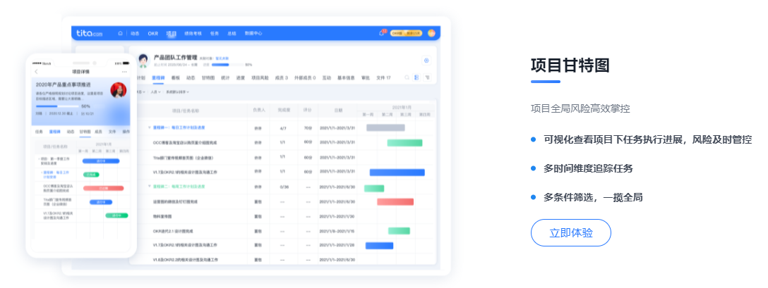 Tita项目管理的功能截图