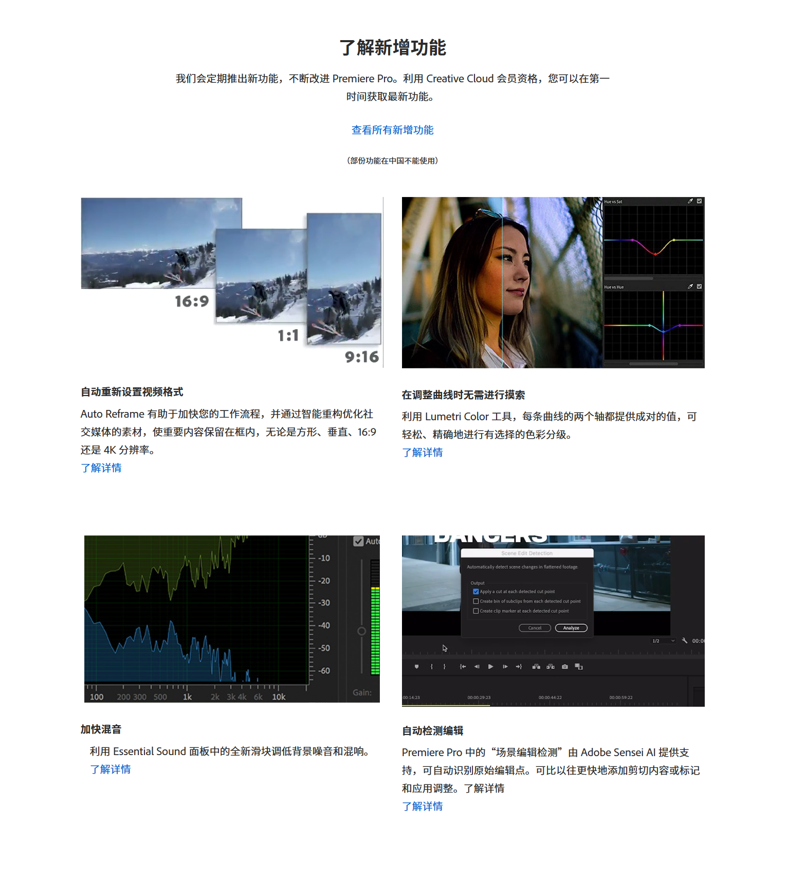 Adobe Premiere Pro的功能截图