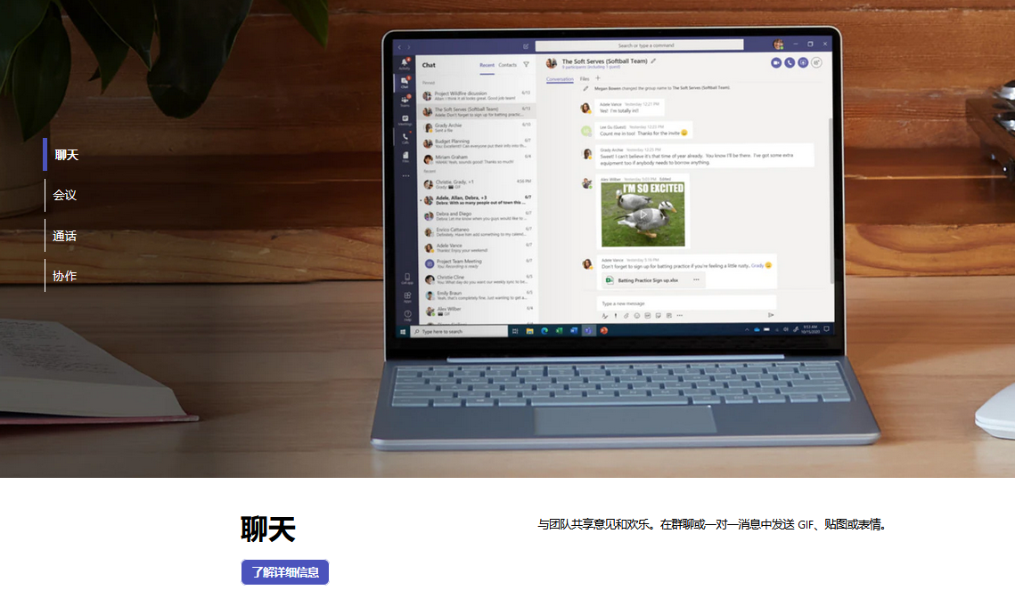 Microsoft Teams的功能截图