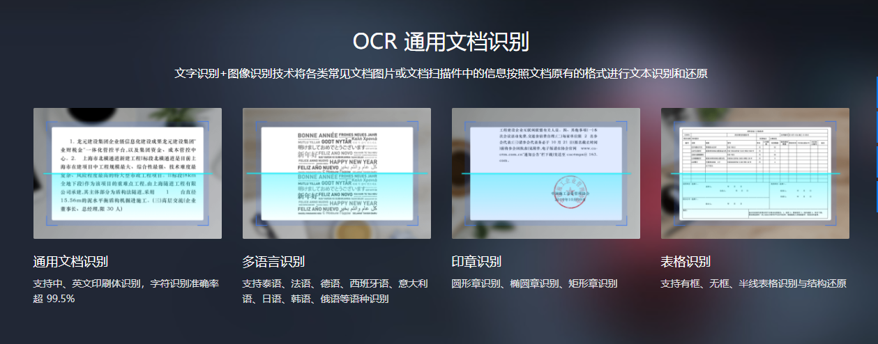 达观 OCR的功能截图